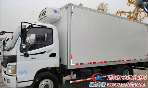 國(guó)五福田歐馬可廂長(zhǎng)4.1米藍(lán)牌冷藏車