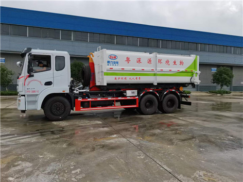 國六東風(fēng)錦程后雙橋（后八輪）20噸伸縮套臂車廂可卸式垃圾車，18方淤泥垃圾箱無泄露垃圾車